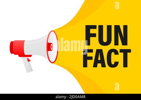 Divertente banner giallo megaphone con feedback sui fatti in stile 3D su sfondo bianco. Illustrazione vettoriale. Illustrazione Vettoriale