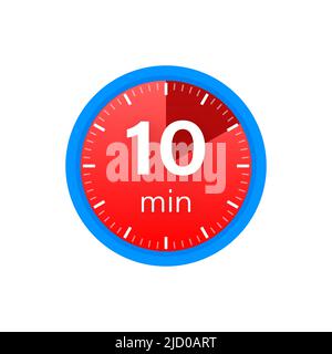 L'icona del vettore cronometro da 10 minuti. Icona del cronometro in stile piatto su sfondo bianco. Illustrazione dello stock vettoriale. Illustrazione Vettoriale