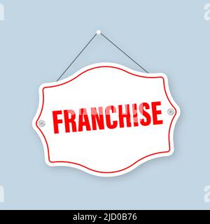 Timbro di franchising per il disegno pubblicitario di vendita. Illustrazione vettoriale. Illustrazione Vettoriale
