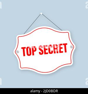 Icona rossa con concetto top secret. Illustrazione vettoriale isolata. Disegno vettoriale con logo certificato. Design adesivo. Illustrazione Vettoriale