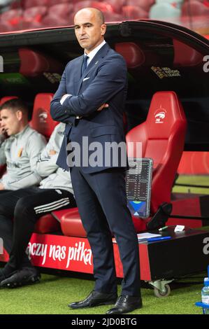 WARSZAWA, POLONIA - 14 GIUGNO 2022: UEFA Nations League Division A group 4 match Polonia vs Belgio 0:1. Allenatore del Belgio Roberto Martinez. Foto Stock