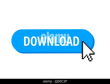 Timbro blu di download isolato su sfondo bianco. Scaricare il file. Illustrazione Vettoriale
