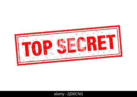 Icona rossa con concetto top secret. Illustrazione vettoriale isolata. Disegno vettoriale con logo certificato. Design adesivo. Illustrazione Vettoriale