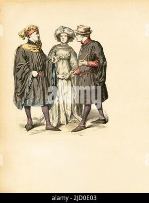 Holland, 1470-1485, Illustrazione, la storia del costume, Braun & Schneider, Monaco, Germania, 1861-1880 Foto Stock