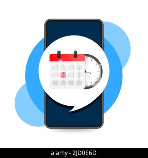 Illustrazione del progetto concettuale. Progettazione di pianificatore. Vettore icona orologio. Vettore icona ora. Calendario smartphone. Illustrazione Vettoriale