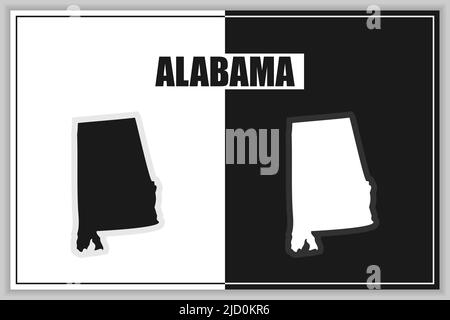 Mappa in stile piatto dello stato dell'Alabama, USA. Profilo dell'Alabama. Illustrazione vettoriale Illustrazione Vettoriale