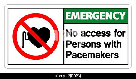 Emergenza Nessun accesso per le persone con simbolo pacemaker segno isolato su sfondo bianco, illustrazione vettoriale EPS.10 Illustrazione Vettoriale