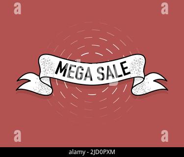 Mega vendita nastro, grande design per qualsiasi scopo. Icona del vettore aziendale. Mega vendita. Etichetta prezzo Illustrazione Vettoriale