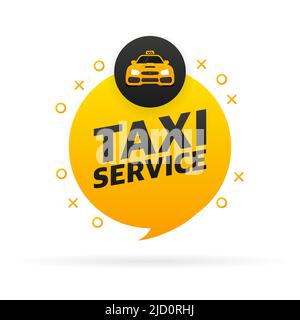 Servizio taxi, grande design per qualsiasi scopo. Informazioni sul logo dell'app. Modello di design della brochure, scheda, banner Illustrazione Vettoriale