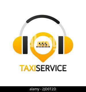 Servizio taxi, grande design per qualsiasi scopo. Informazioni sul logo dell'app. Modello di design della brochure, scheda, banner Illustrazione Vettoriale