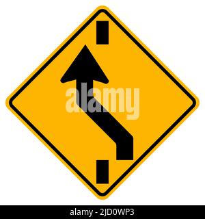 Segnali di avvertenza spostare verso la carreggiata sinistra su sfondo bianco Illustrazione Vettoriale