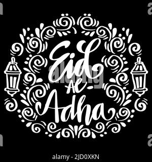 EID al adha scritta su sfondo rotondo. Foto Stock