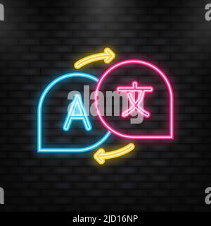 Icona neon. Icona Traduci piatta su sfondo bianco. Illustrazione vettoriale Illustrazione Vettoriale