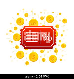 Monete coupon, grande design per qualsiasi scopo. Illustrazione vettoriale. 3d icona vettore. Illustrazione Vettoriale