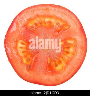 Fetta di pomodoro isolato su sfondo bianco Foto Stock