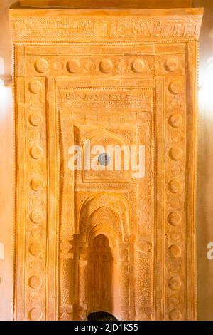 All'interno di una moschea di Harat al Bilad Heritage Village, Sutanat di Oman Foto Stock