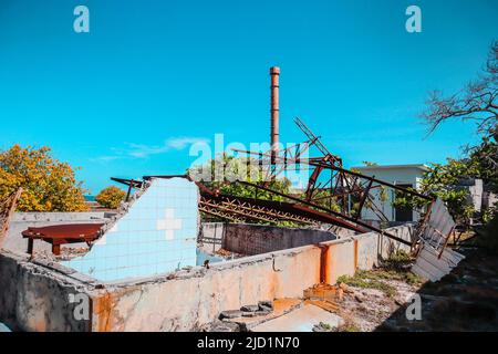 L'isola abbandonata di kandholhudhoo nelle Maldive Foto Stock