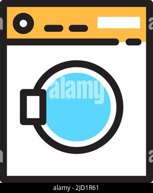 Icona della lavatrice. Simbolo del colore del dispositivo di lavanderia Illustrazione Vettoriale