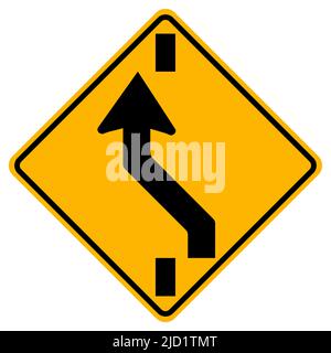 Segnali di avvertenza spostare verso la carreggiata sinistra su sfondo bianco Illustrazione Vettoriale