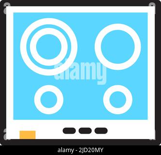 Stufa elettrica icona. Simbolo del colore del piano cottura in vetro Illustrazione Vettoriale