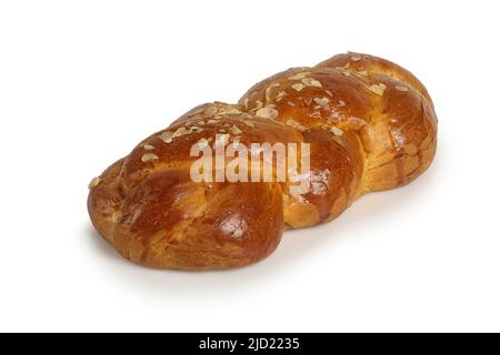 pane pasquale singolo dolce o tsoureki isolato su bianco Foto Stock