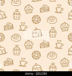 Pasticceria, dolce panetteria senza cuciture Illustrazione Vettoriale