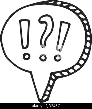 Bolla di discorso a sorpresa con esclamazione e punti interrogativi Illustrazione Vettoriale