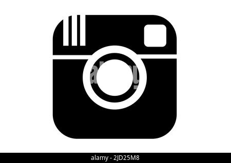 Instagram. Logo Instagram social network in nero su sfondo bianco. Social network. Disegno illustrativo. Illustrazione. Foto Stock
