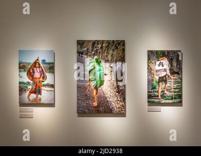 Mostra del famoso fotografo Steve Mc Curry a Palazzo delle Albere, edificio rinascimentale nella città di Trento, Trentino Alto Adige Foto Stock