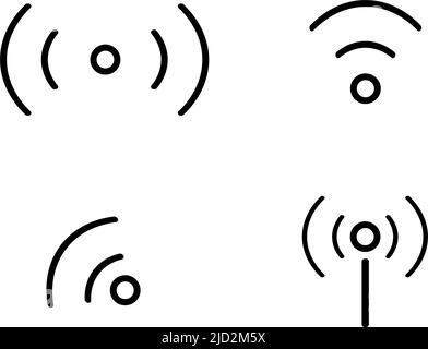 Serie di icone delle icone delle onde radio cellulari o Wi-Fi e delle antenne delle onde radio. Vettore modificabile. Illustrazione Vettoriale