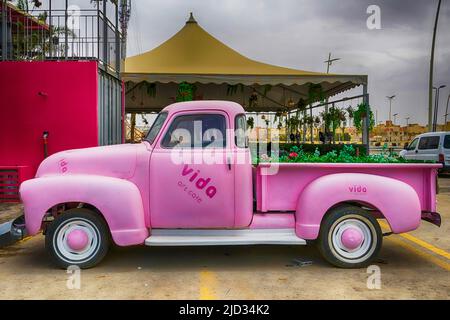 Carrello rosa - viste Foto Stock