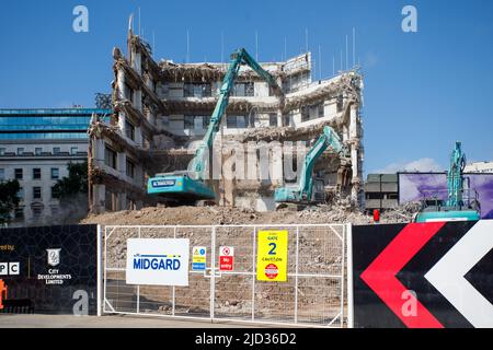 Edifici in demolizione a Paradise Circus, Birmingham, facendo il posto a nuovi sviluppi. Foto Stock