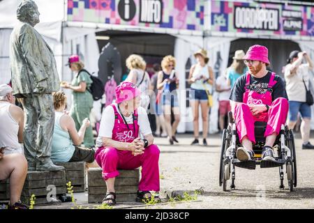 Landgraaf, Belgio. 17th giugno 2022. 2022-06-17 17:24:36 LANDGRAAF - Festival-goers durante il primo giorno del festival di musica Pinkpop. ANP MARCEL VAN HOORN netherlands out - belgium out Credit: ANP/Alamy Live News Foto Stock