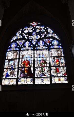 Cattedrale di Bourges nel centro della Francia vetrata religous Foto Stock