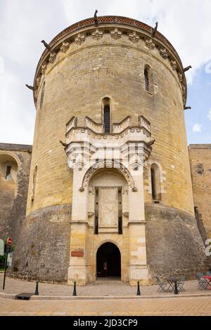 Uscita torre di Château de Langeais. Dall'inizio è stato costruito come una fortezza protettiva nel 10th Century.Indre-et-Loire, Francia. Foto Stock