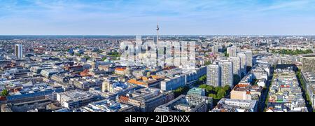 vista panoramica sul centro di berlino con la torre della televisione Foto Stock