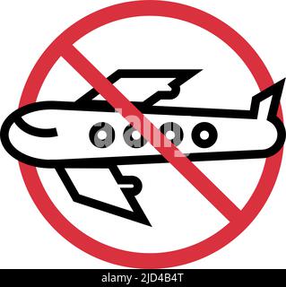 restrizione d'ingresso. restrizione d'immigrazione. restrizione di viaggio. aereo e stop mark. Vettore modificabile. Illustrazione Vettoriale