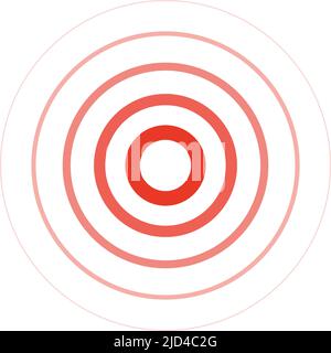 Squilli rossi suono onda e linea in un cerchio. Toccare il simbolo. Vettore modificabile. Illustrazione Vettoriale