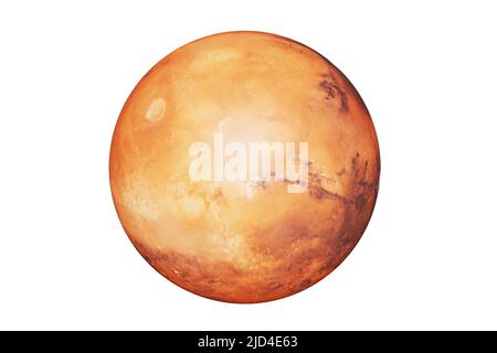 Mars pianeta altamente dettagliato su isolato bianco. Elementi di questa immagine forniti dalla NASA nel rendering 3D Foto Stock