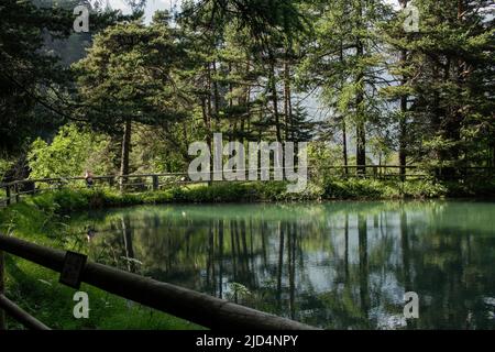 Lago della Ghiacciaia nel Gran Bosco di Salbertrand in Val di Susa (Torino, Piemonte, Italia) Foto Stock