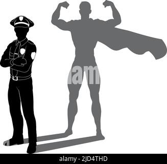 Supereroe polizia uomo poliziotto Super Hero Shadow Illustrazione Vettoriale