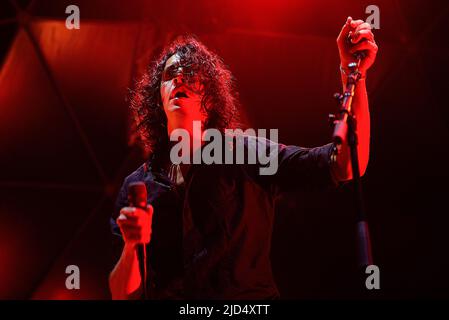 Roma, Italia. 17th giugno 2022. Il cantante italiano Francesco Motta, noto semplicemente come Motta, suona dal vivo al Festival di Villa Ada a Roma. (Foto di Vincenzo Nuzzolese/SOPA Images/Sipa USA) Credit: Sipa USA/Alamy Live News Foto Stock