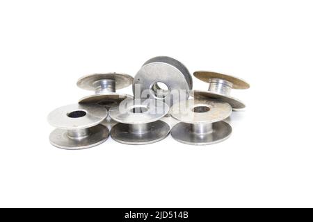 Un'immagine delle parti di macchina da cucire con fuoco selettivo Foto Stock