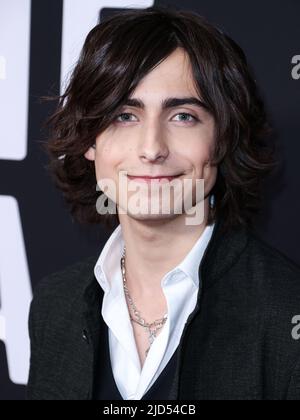 WEST HOLLYWOOD, LOS ANGELES, CALIFORNIA, USA - 17 GIUGNO: L'attore americano Aidan Gallagher arriva alla prima mondiale della stagione 3 della "Accademia dell'ombrello" di Netflix, che si tiene a Londra West Hollywood a Beverly Hills il 17 giugno 2022 a West Hollywood, Los Angeles, California, USA. (Foto di Xavier Collin/Image Press Agency) Foto Stock