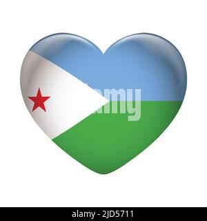 Icona della bandiera di Gibuti isolata su sfondo bianco. Bandiera di Gibuti. Icona flag lucida. Illustrazione Vettoriale