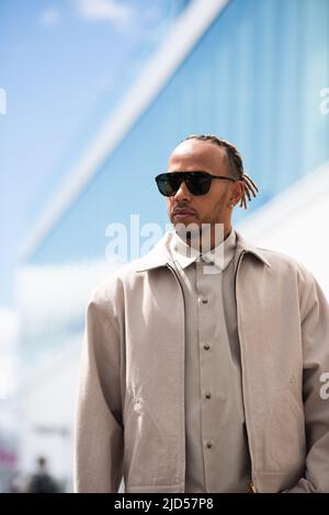 Montreal, Canada. 17th giugno 2022. Lewis Hamilton (GBR) Mercedes AMG F1. 17.06.2022. Formula 1 World Championship, Rd 9, Canadian Grand Prix, Montreal, Canada, Giorno della pratica. Il credito fotografico dovrebbe essere: XPB/Press Association Images. Credit: XPB Images Ltd/Alamy Live News Foto Stock