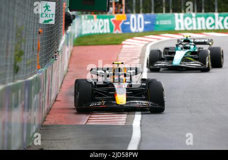 11 PEREZ Sergio (mex), Red Bull Racing RB18, in azione durante la Formula 1 AWS Grand Prix du Canada 2022, 9th round del FIA Formula uno World Championship 2022, sul circuito Gilles Villeneuve, dal 17 al 19 giugno 2022 a Montreal, Canada - Foto DPPI Foto Stock