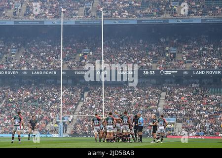 Twickenham, Regno Unito. 18th giugno 2022. Leicester prepara una mischia a Twickenham, Regno Unito, il 6/18/2022. (Foto di Craig Thomas/News Images/Sipa USA) Credit: Sipa USA/Alamy Live News Foto Stock