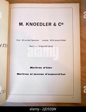 Annunci per la galleria d'arte di Knoedler in un'antica rivista d'arte l'Oeil 1950s francese Foto Stock