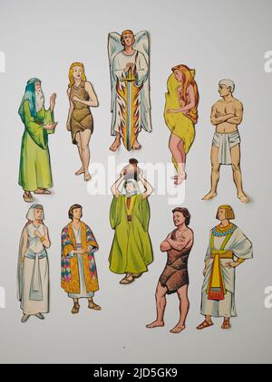 Old Bible Study Educational Cut out Figures Foto Stock
